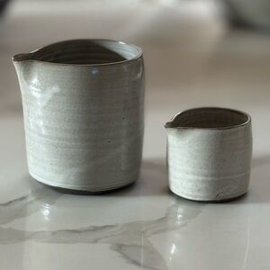 Modern Ceramic Pitcher and Cup Set in Gray